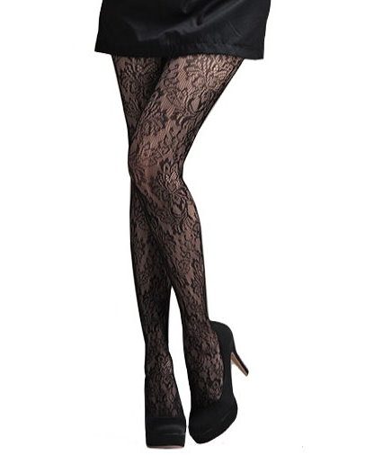 Fashion Jacquard Pantyhose, Floral Pattern B